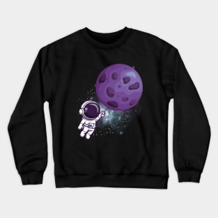 Flying astronaut Ufo alien funny cute spaceship moon mars cosmic space Crewneck Sweatshirt